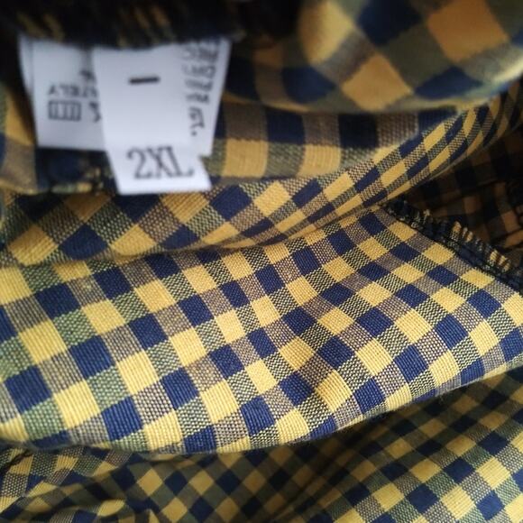 Yellow Blue Checkered Pants Jumpsuit Light Weight Casual Size 2X - Picture 7 of 7